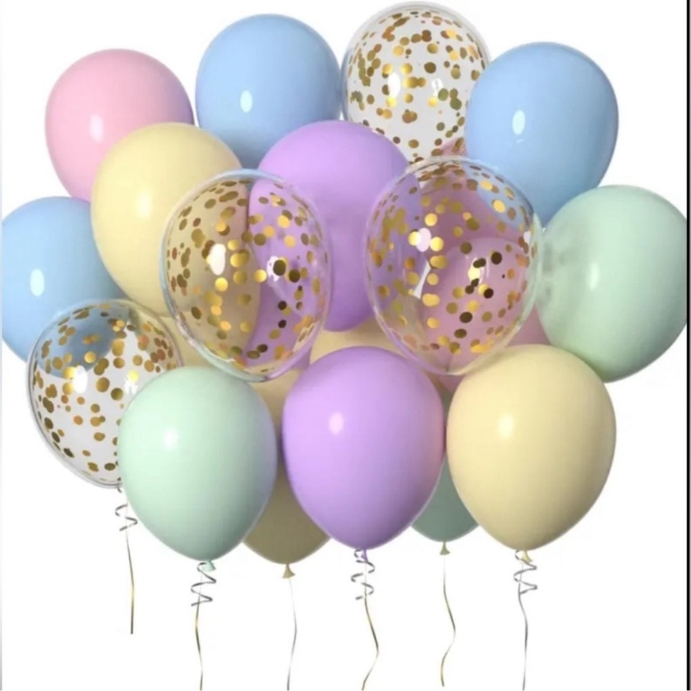 50 Piece Pastel Latex Balloon Set With Confetti Balloons